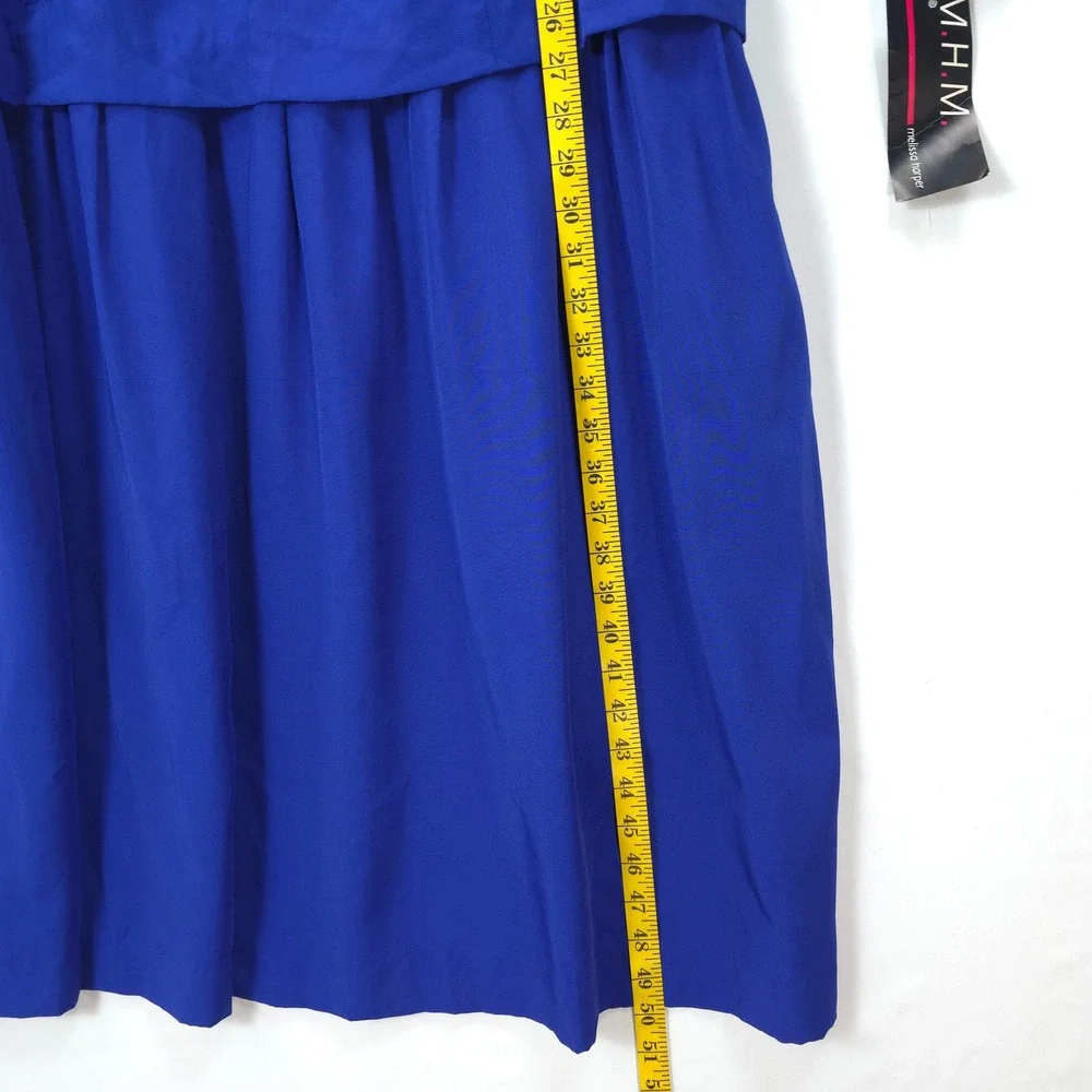 Royal Blue Embroidered Beaded‎ Dress Modest Vtg 90s Women 18 Church Mature